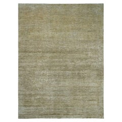 11'8"x15'3" Brown Plain Solid Pattern Hand Knotted Hand Spun Ghazni Wool XL Rug