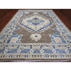 11'8"x15'6" Brown Afghan Peshawar Anatolian Village Design Hand Knotted Wool Rug