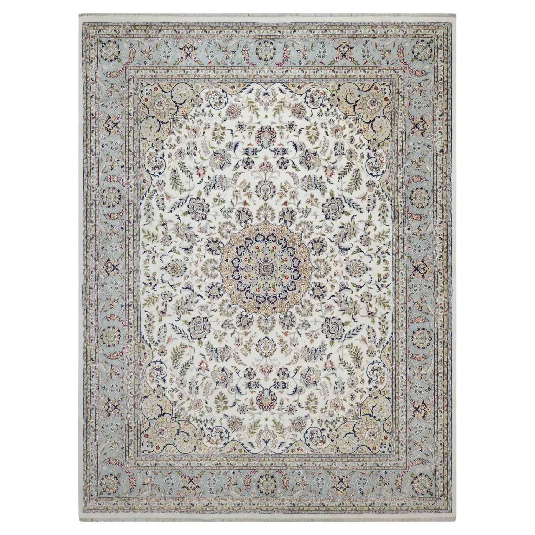 11
8 "x15
6" Schwan Weiß Nain Blume Design Wolle
Seide Weichflor Orientteppich