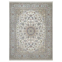 11
8 "x15
6" Schwan Weiß Nain Blume Design Wolle 
Seide Weichflor Orientteppich