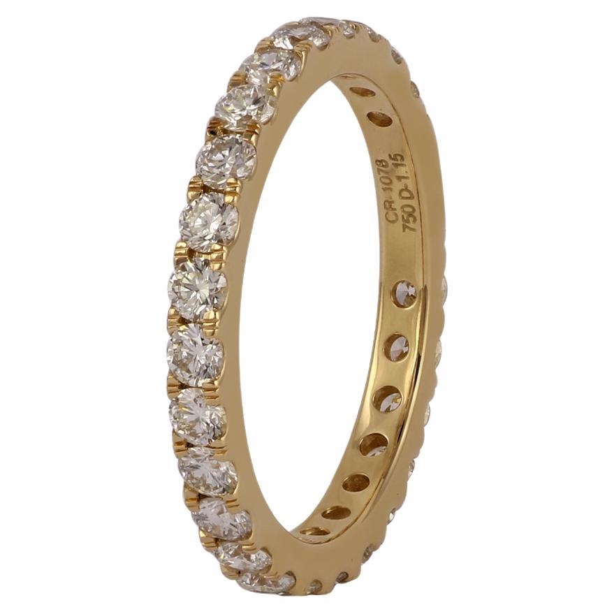 1.19 Carat Clear Diamond Band Ring in 18k Yellow Gold For Sale