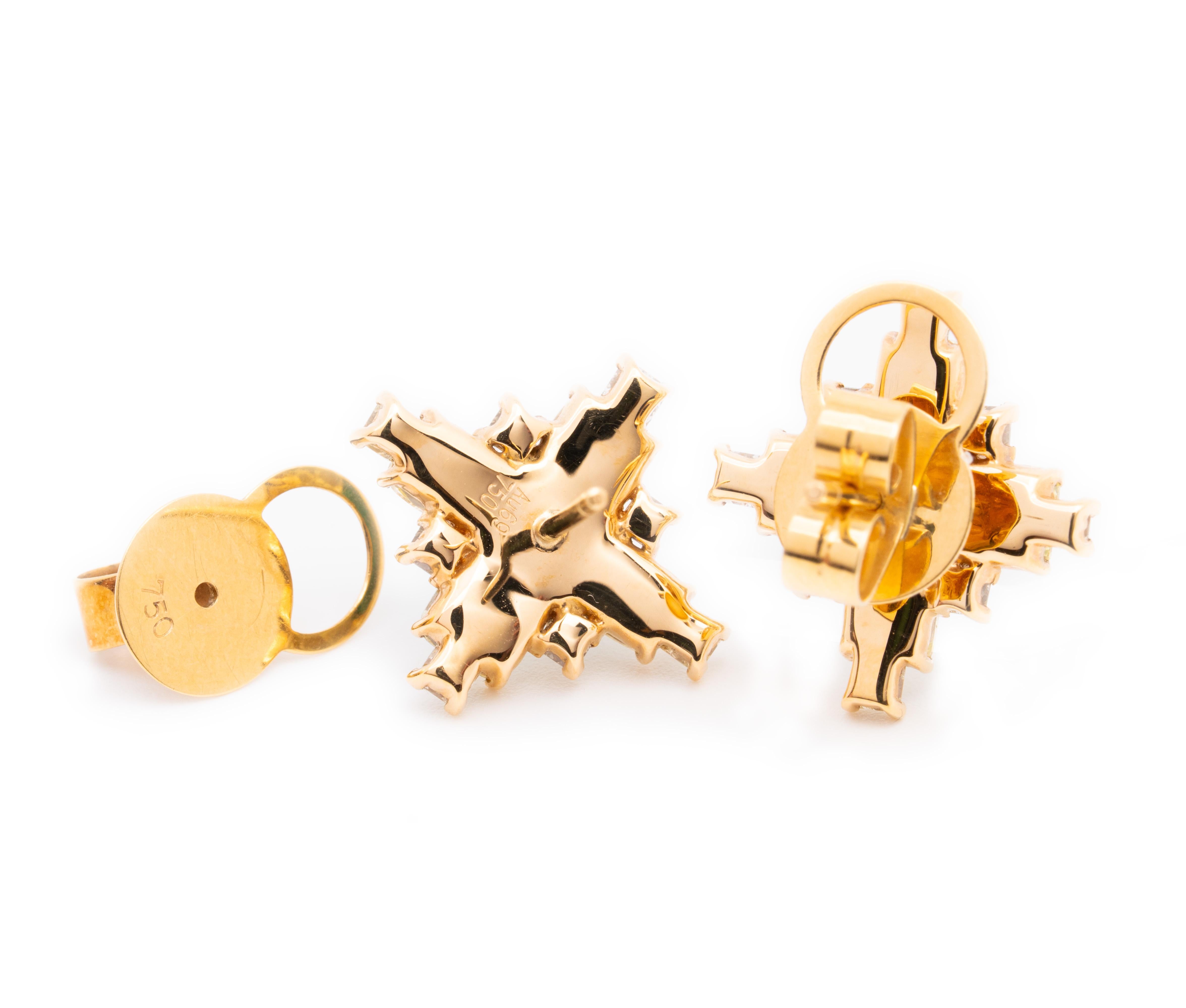 Boucles d'oreilles en or jaune 18 carats, émeraude colombienne de 1,19 carat et diamant, Austy Lee Unisexe en vente