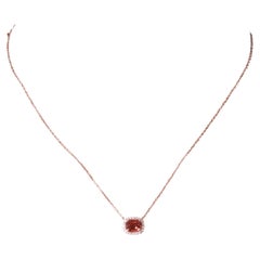 1.19 Carat Cushion-Cut Burma No Heat Spinel and White Diamond Pendant Necklace