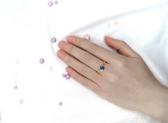 1.19 Carat Cushion-Cut London Blue Topaz Diamond Accents 14K Yellow Gold Ring