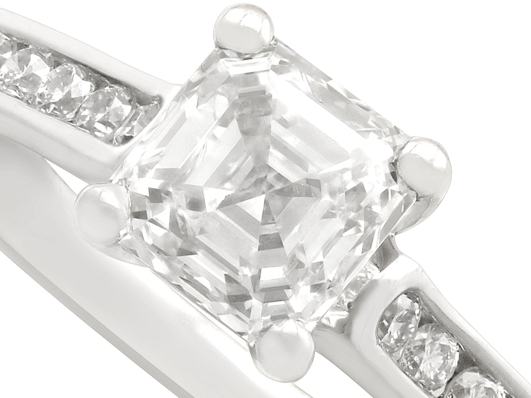 1,19 Karat Diamant und Platin Solitär Verlobungsring (Asscher-Schliff) im Angebot