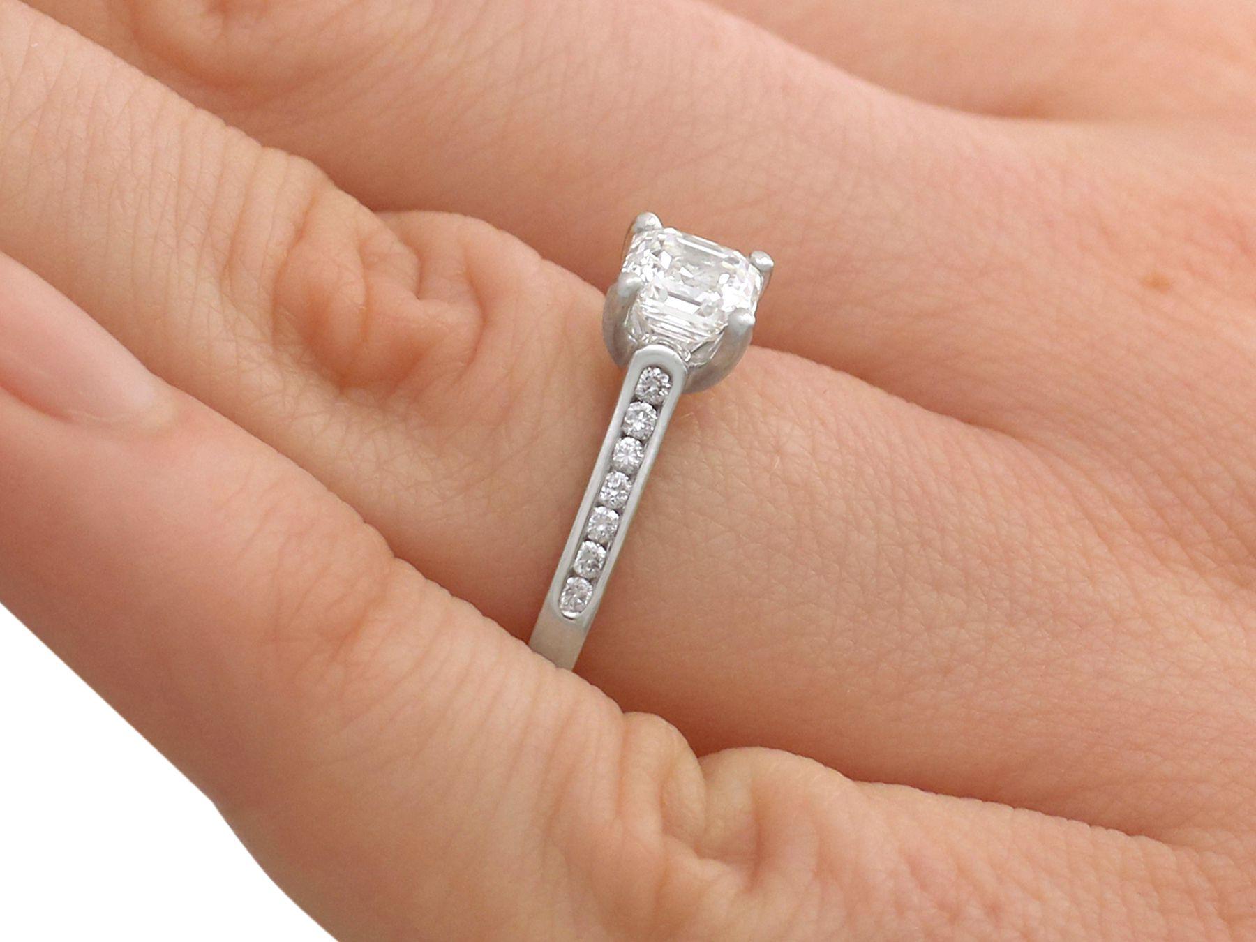 1.19 Carat Diamond and Platinum Solitaire Engagement Ring For Sale 2