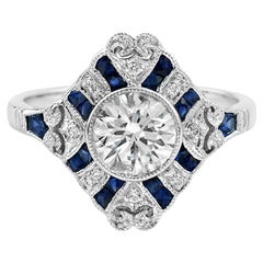 1.19 Carat Diamond Sapphire Diamond 18 Karat White Gold Ring