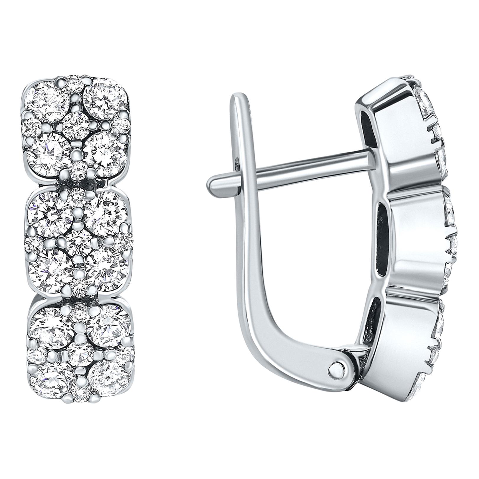 1.19 Carat Round Diamond Earrings in 14k White Gold - Shlomit Rogel For Sale