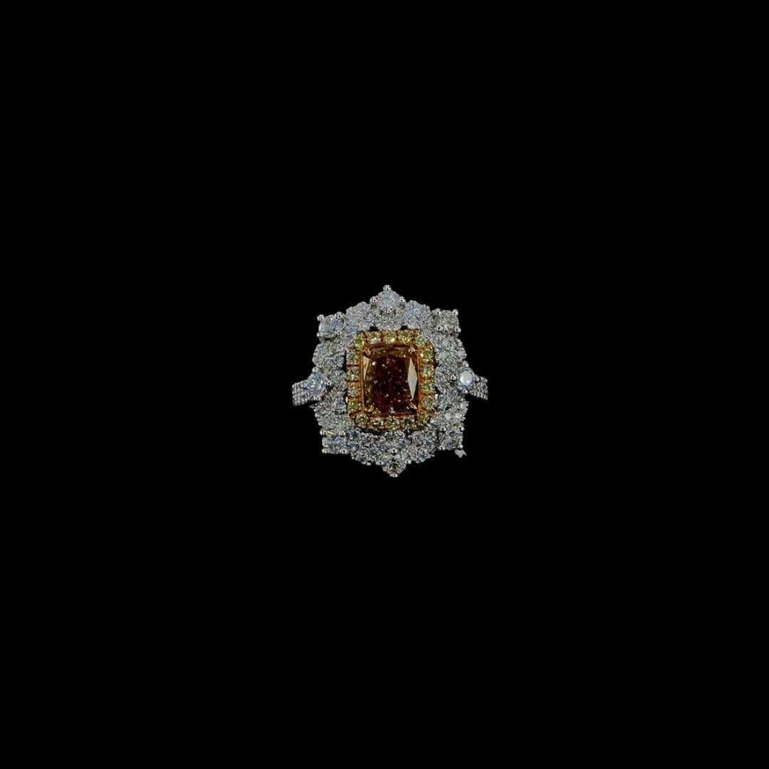 1.19 Carat Fancy Brownish Yellow Diamond Ring VS1 Clarity GIA Certified For Sale 1