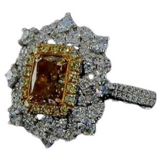 1.19 Carat Fancy Brownish Yellow Diamond Ring VS1 Clarity GIA Certified For Sale