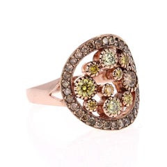 1.19 Carat Fancy Colored Diamond 14 Karat Rose Gold Cocktail Ring