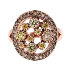 Anello da cocktail con diamante colorato da 1,19 carati in oro rosa 14 carati