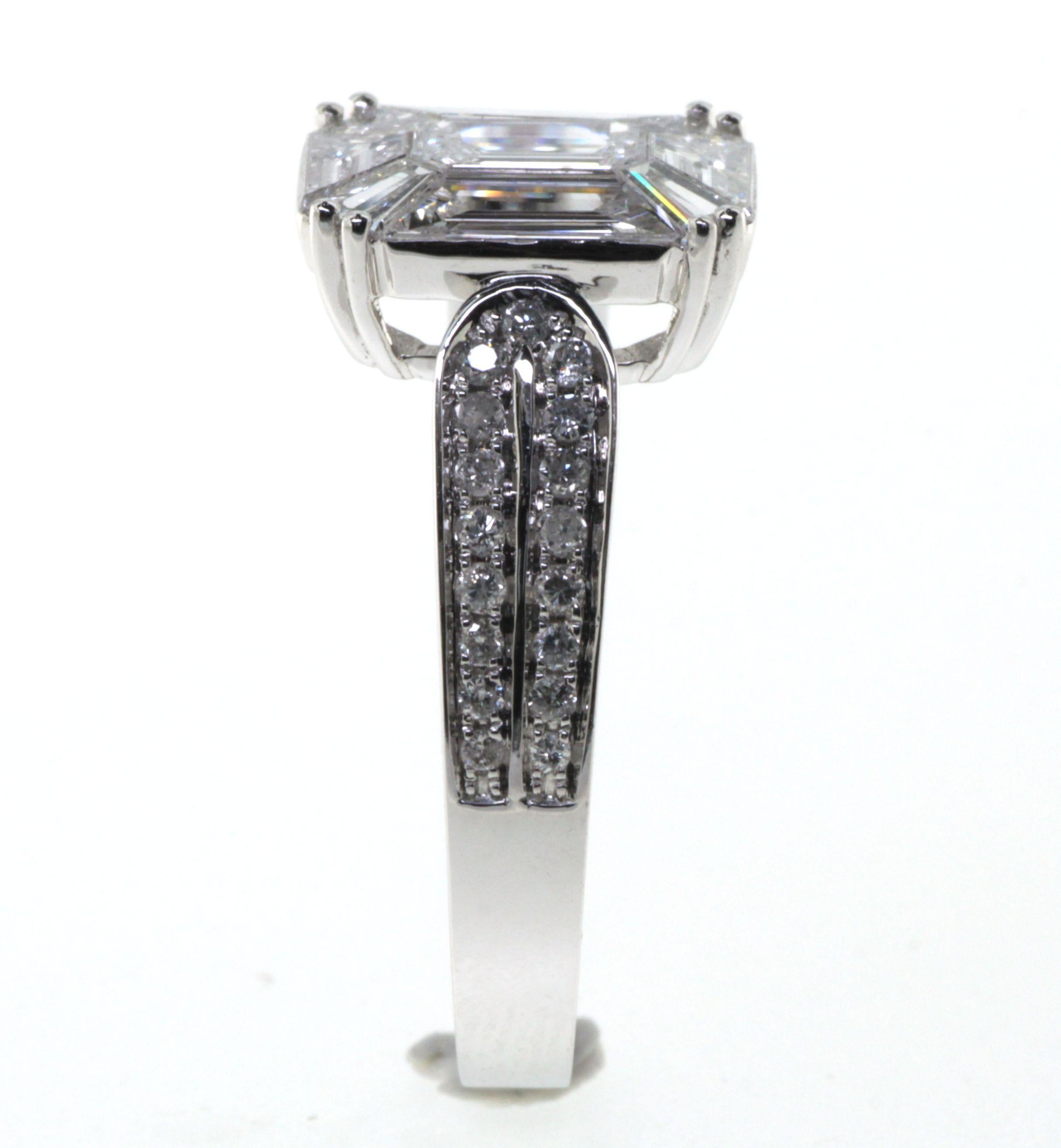 Contemporary 1.19 Carat Illusion Setting Diamonds Ring in 18K White Gold For Sale