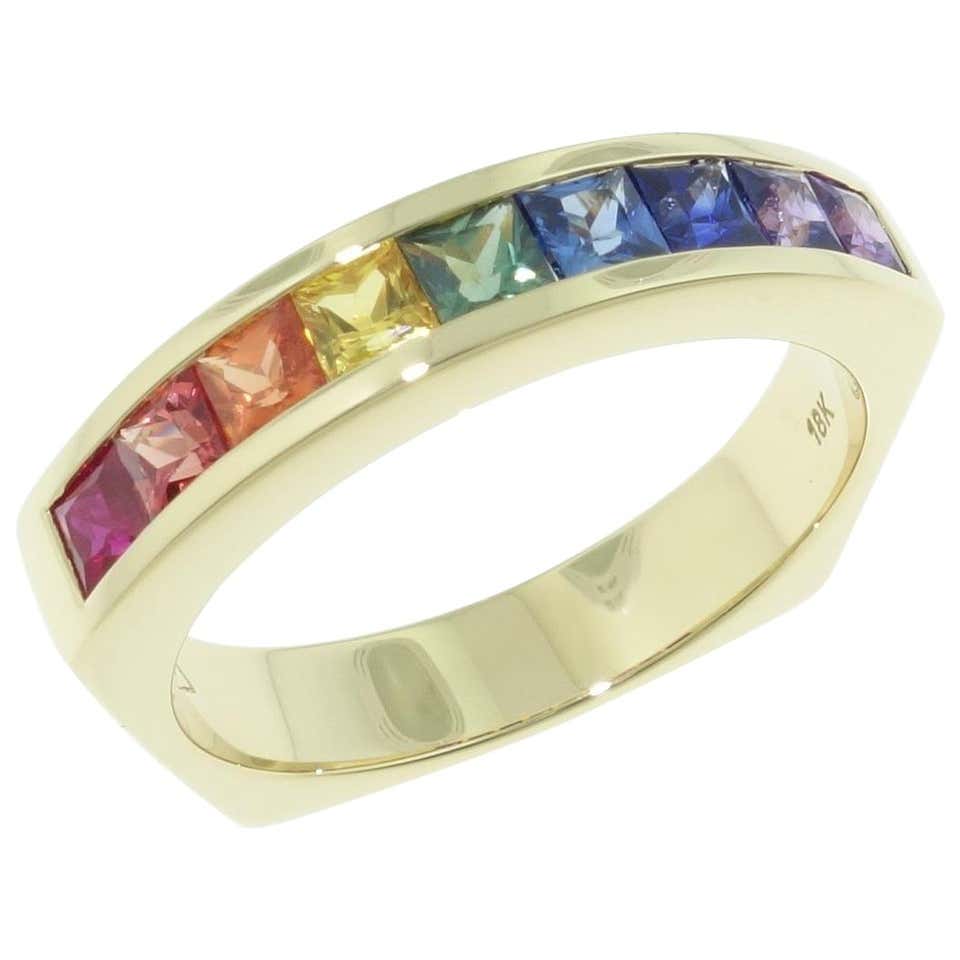 2.42 Carat Multi-Color Sapphire Ring For Sale at 1stdibs