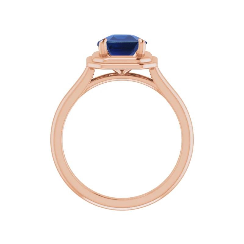 Contemporary 1.19 Carat Natural Burma Sapphire 'No Heat' 18 Karat Rose Gold Ring For Sale