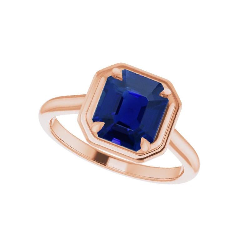 1.19 Carat Natural Burma Sapphire 'No Heat' 18 Karat Rose Gold Ring In New Condition For Sale In New York, NY