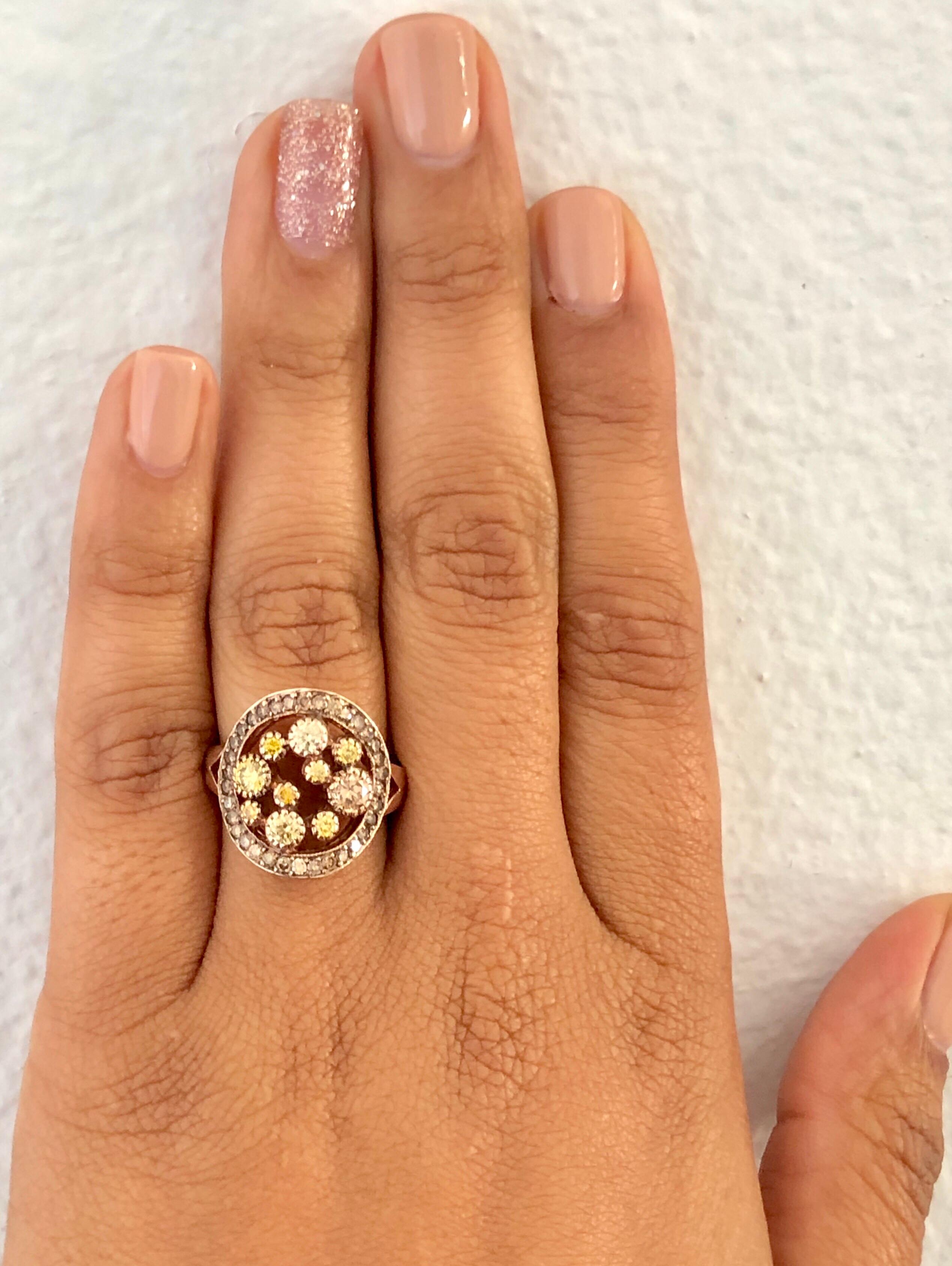 1.19 Carat Natural Fancy Color Diamond 14 Karat Rose Gold Cocktail Ring In New Condition In Los Angeles, CA