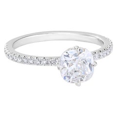 1.19 Carat Old Mine Cut Cushion Diamond Engagement Ring GIA Certified H and VS2