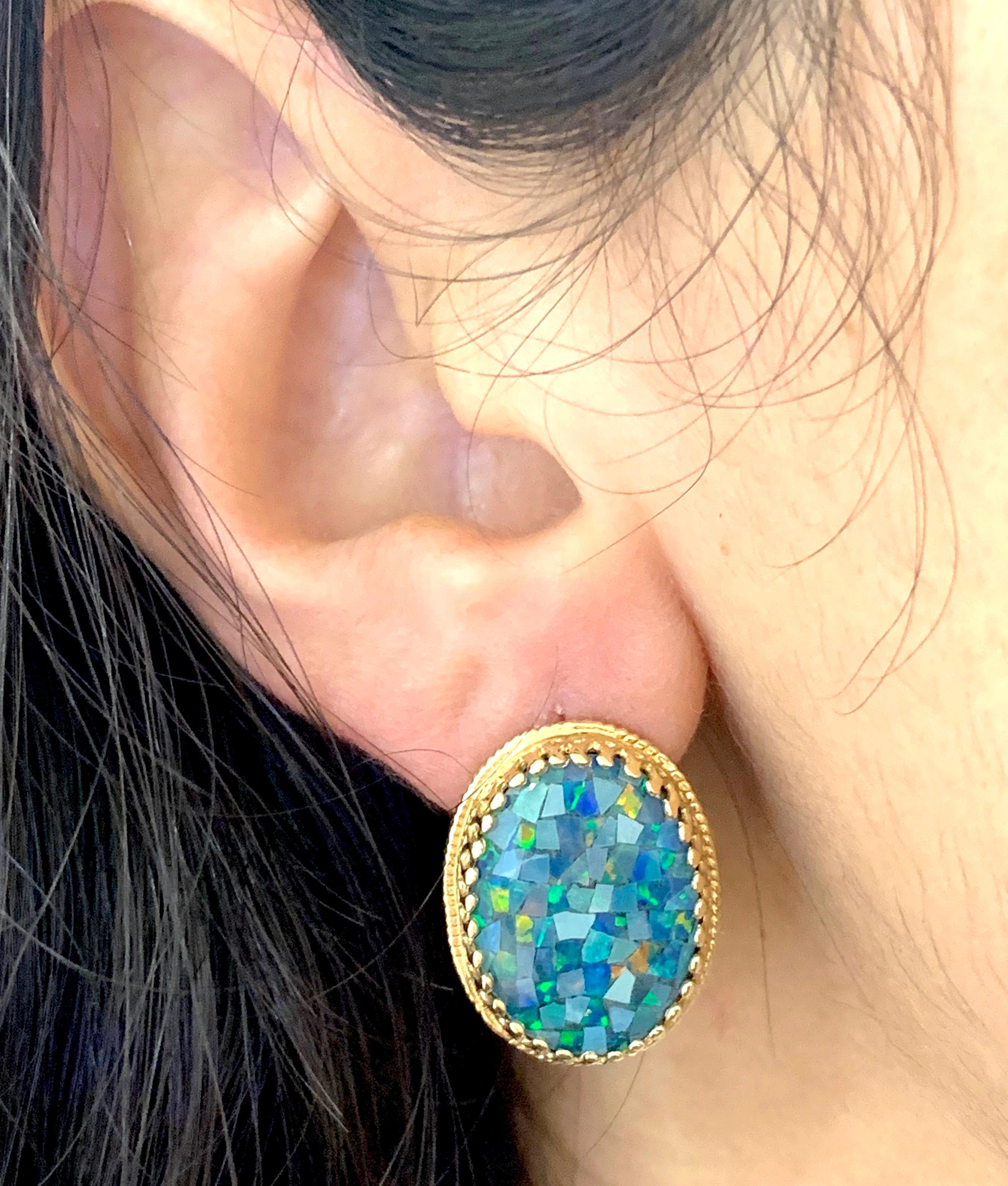 Oval Cut 11.9 Carat Opal Stud Earrings