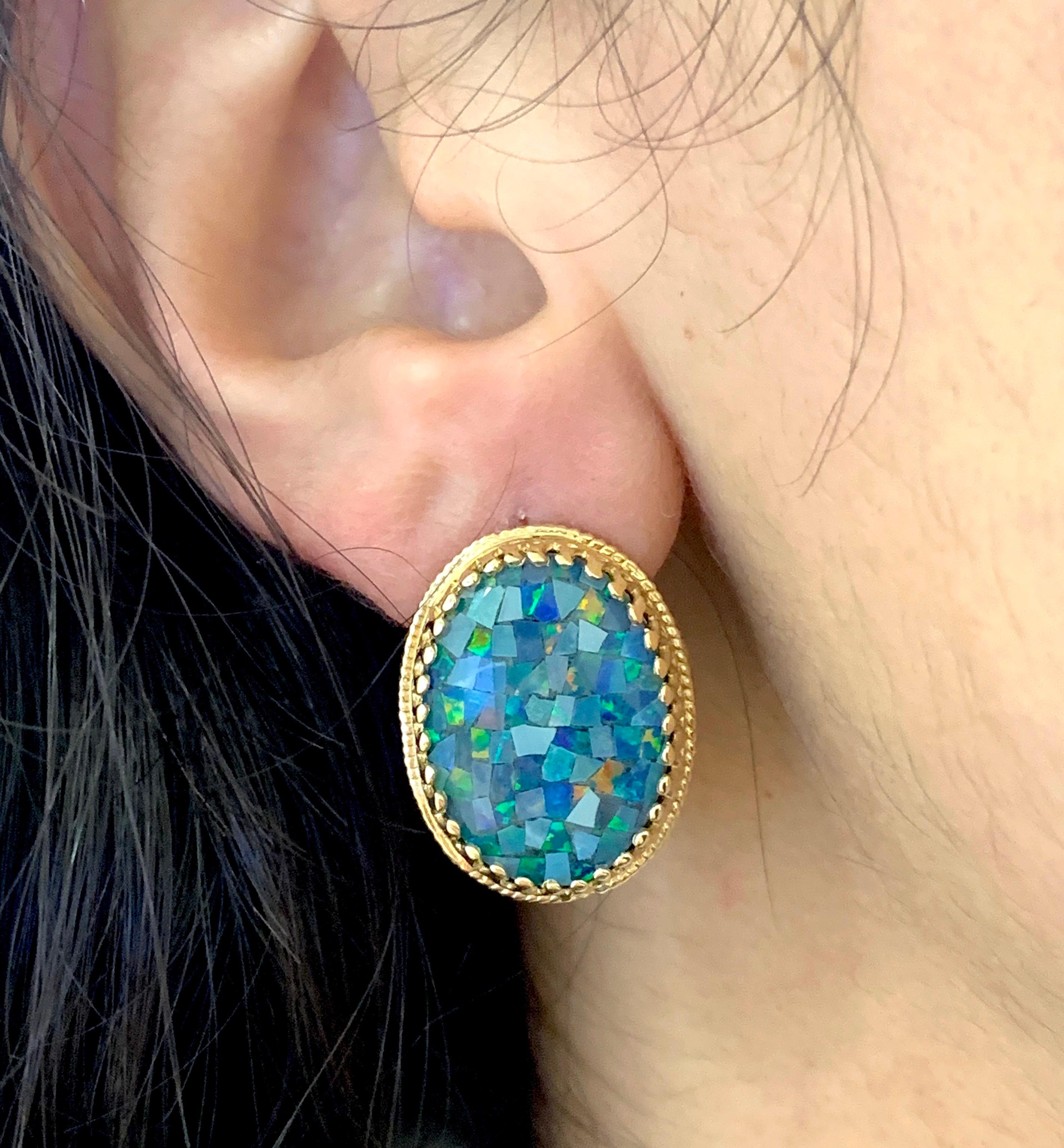 11.9 Carat Opal Stud Earrings In New Condition In GREAT NECK, NY
