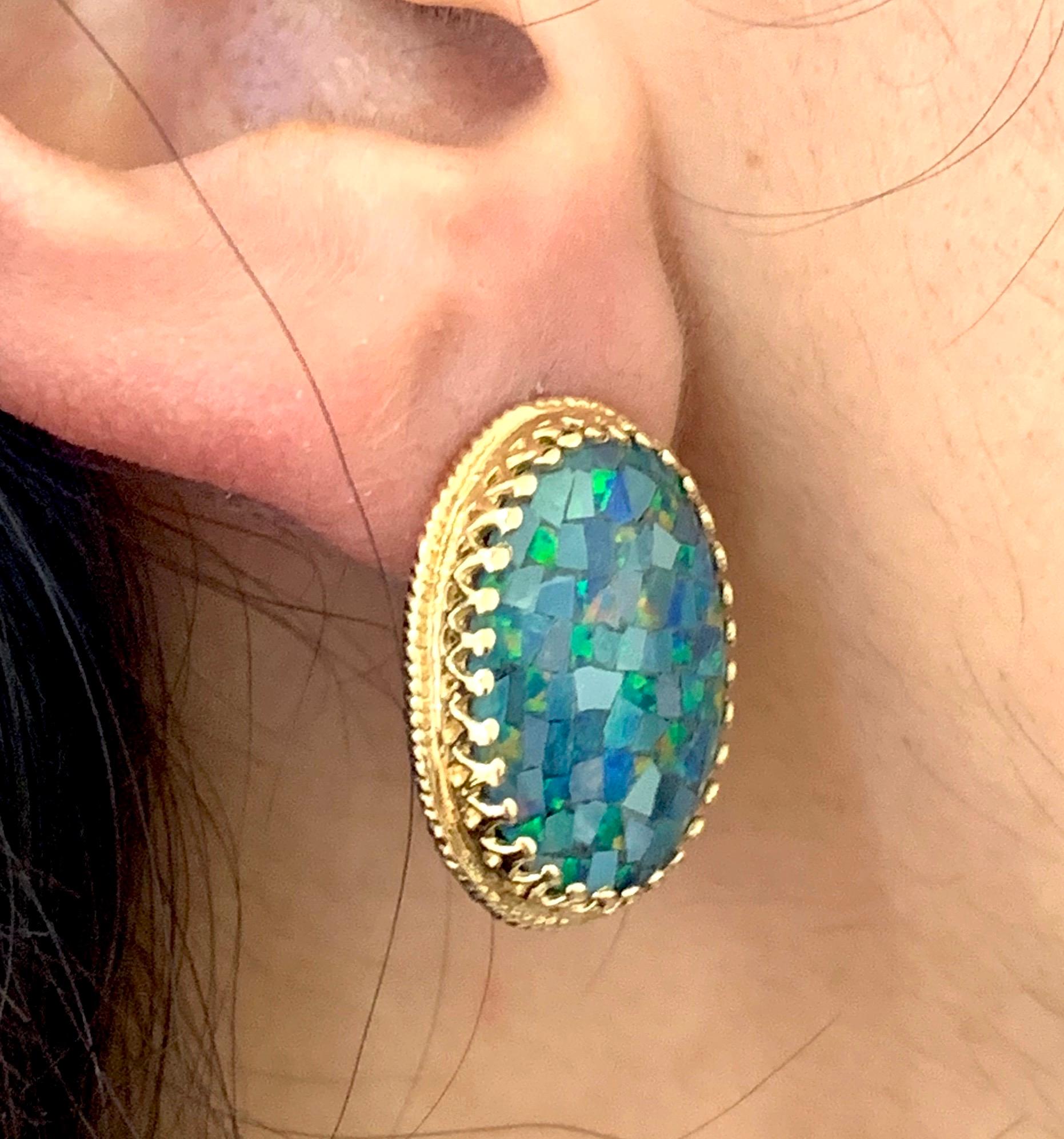 Women's 11.9 Carat Opal Stud Earrings