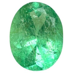 1.19 Carat Oval Cut Colombian Emerald  Yellowish Green May Birthstone Gem