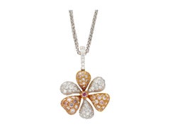 11.9 Carat Pink & White Diamond Pendant Necklace & Ring Flower Motif Jewelry Set