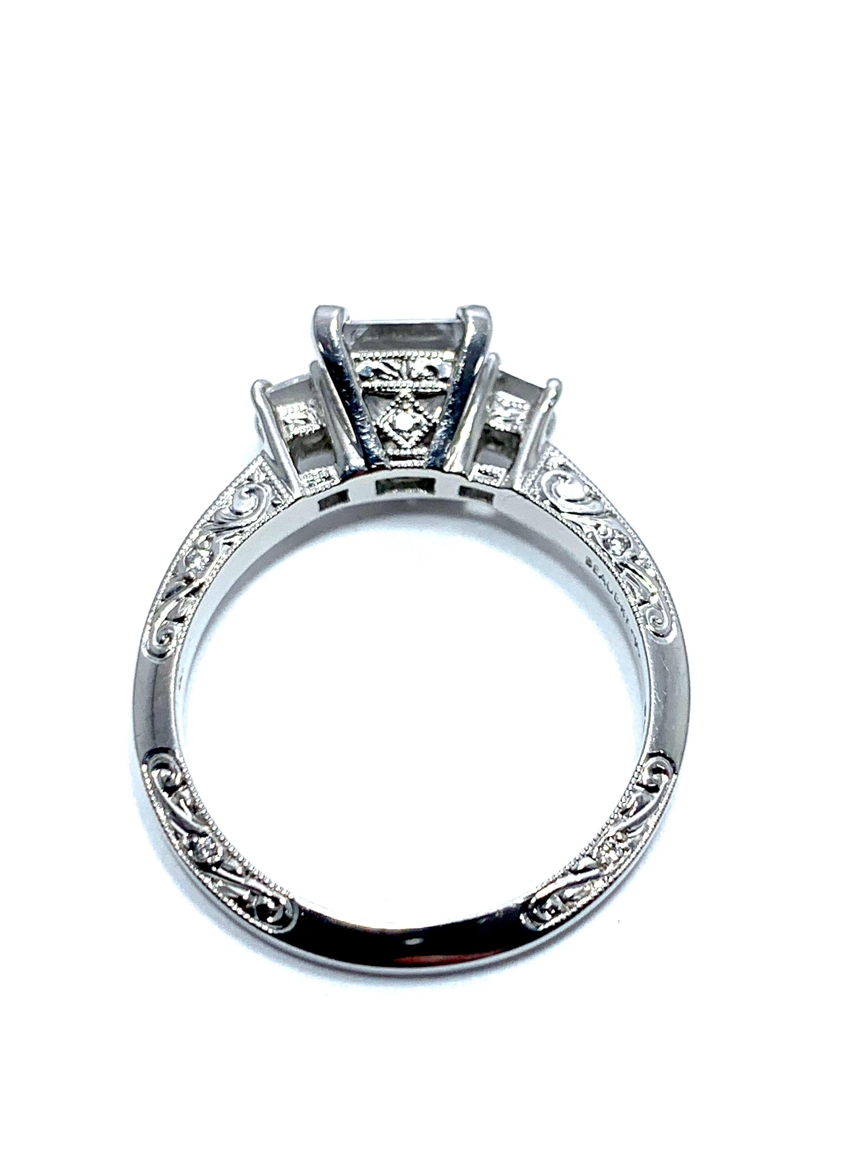 1.19 Carat Princess Cut Diamond and Handcrafted Platinum Engagement Ring In New Condition For Sale In Chevy Chase, MD