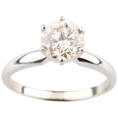 Bague de fiançailles solitaire en or blanc 14 carats avec diamant rond de 1,19 carat