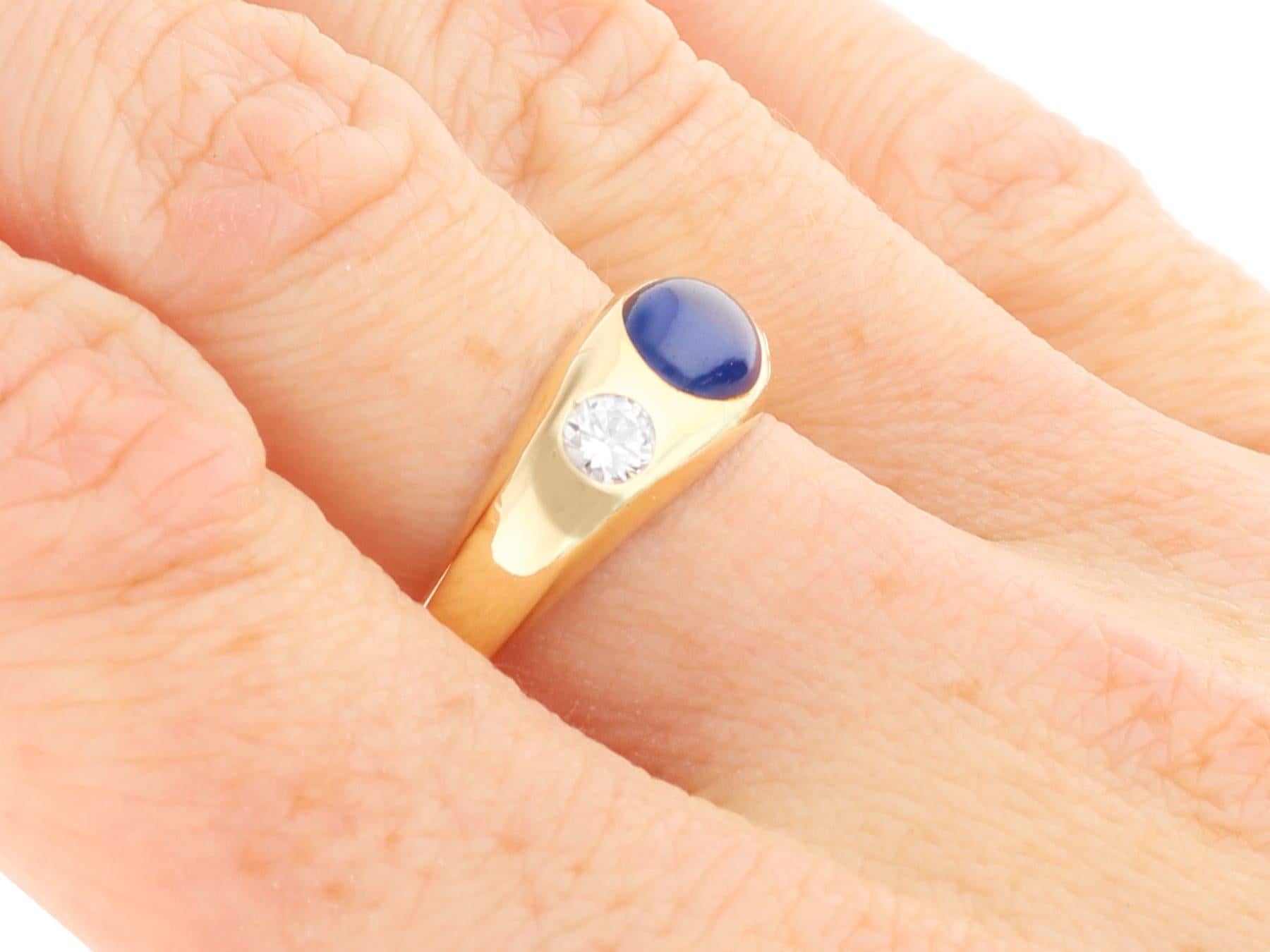 Bague en or jaune 18 carats avec saphir de 1,19 carat et diamants de 0,42 carat, c. 1970 en vente 5