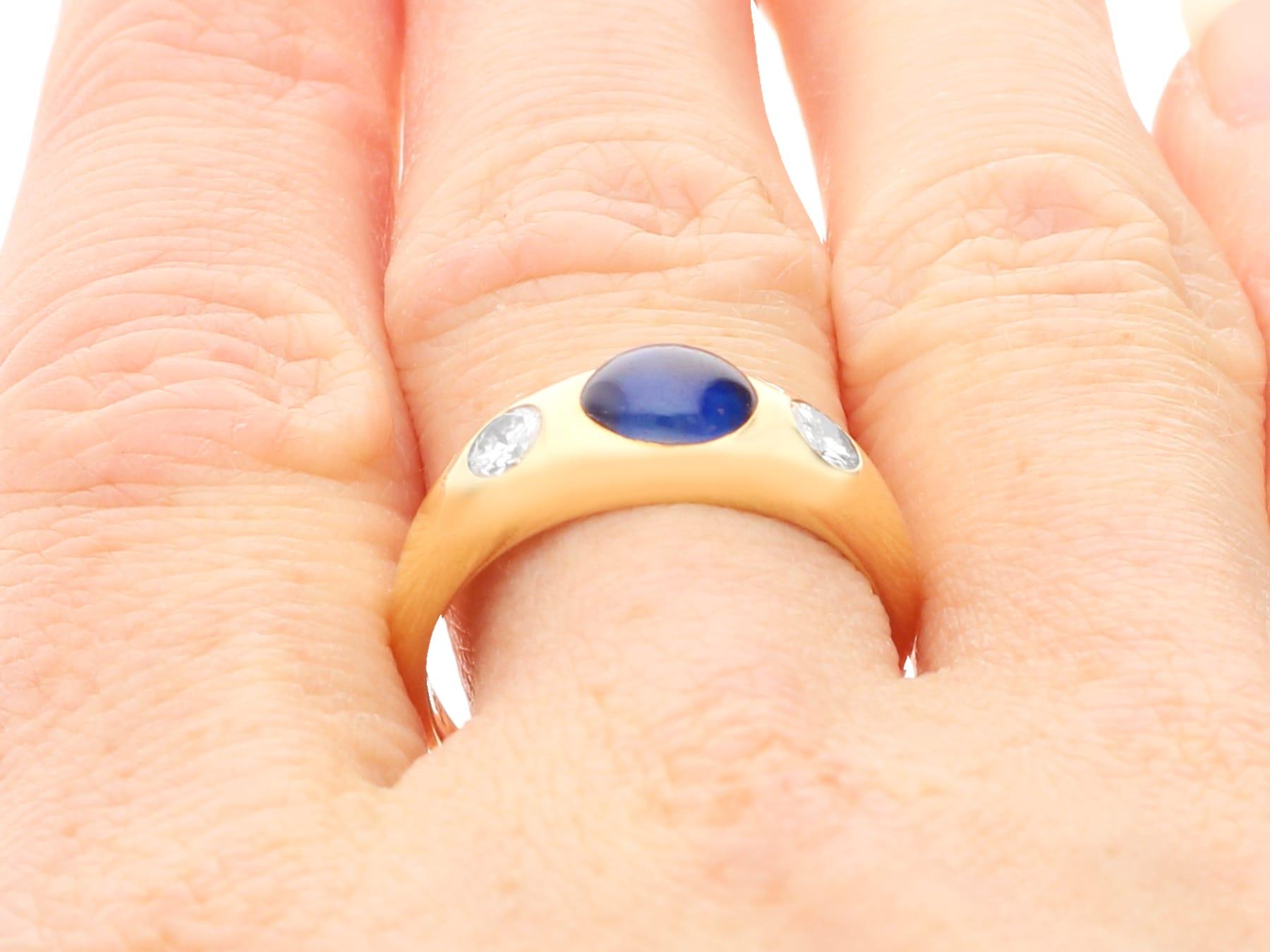 Bague en or jaune 18 carats avec saphir de 1,19 carat et diamants de 0,42 carat, c. 1970 en vente 6