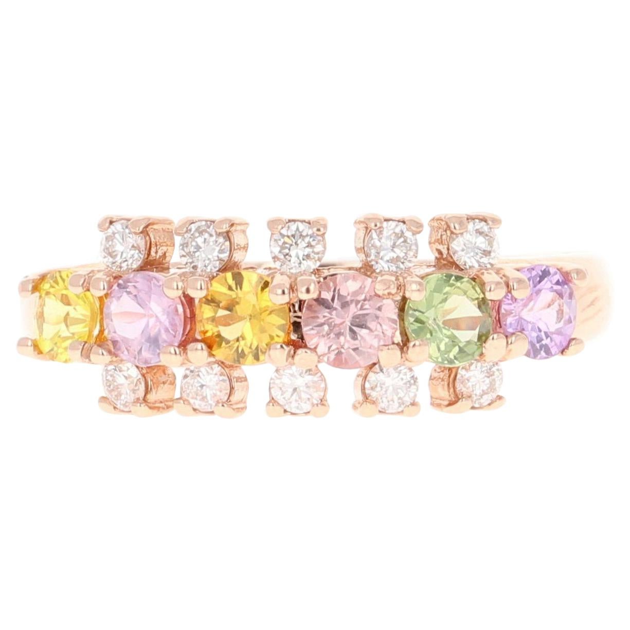 Bracelet en or rose avec saphir et diamant de 1,19 carat en vente