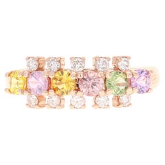 1.19 Carat Sapphire Diamond Rose Gold Band