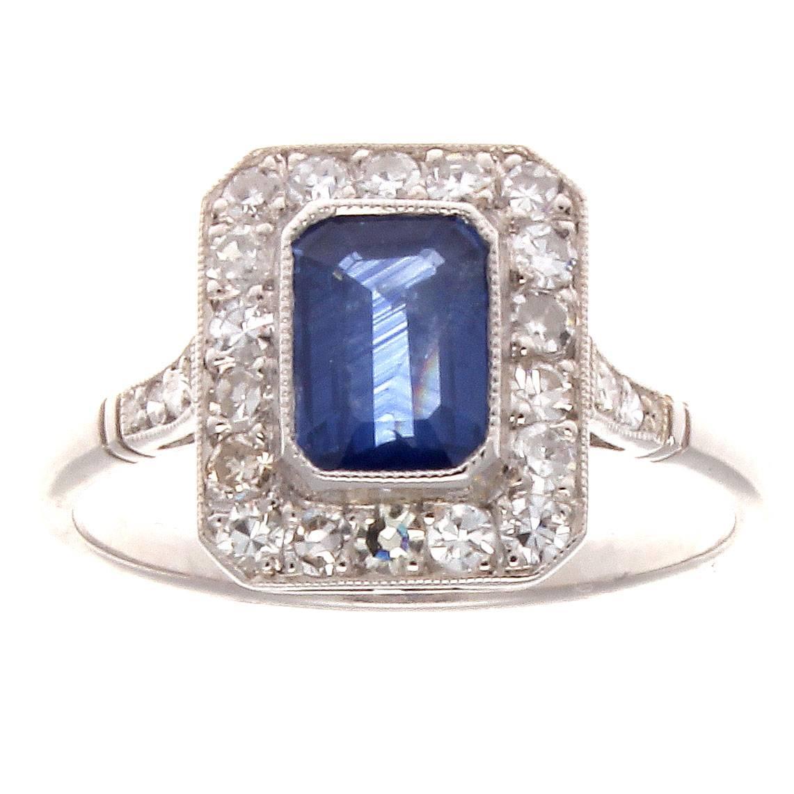 1.19 Carat Sapphire Diamond Platinum Ring