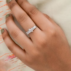 1.19 Carat SI Clarity HI Color Diamond Half Band Engagement Ring 14k White Gold