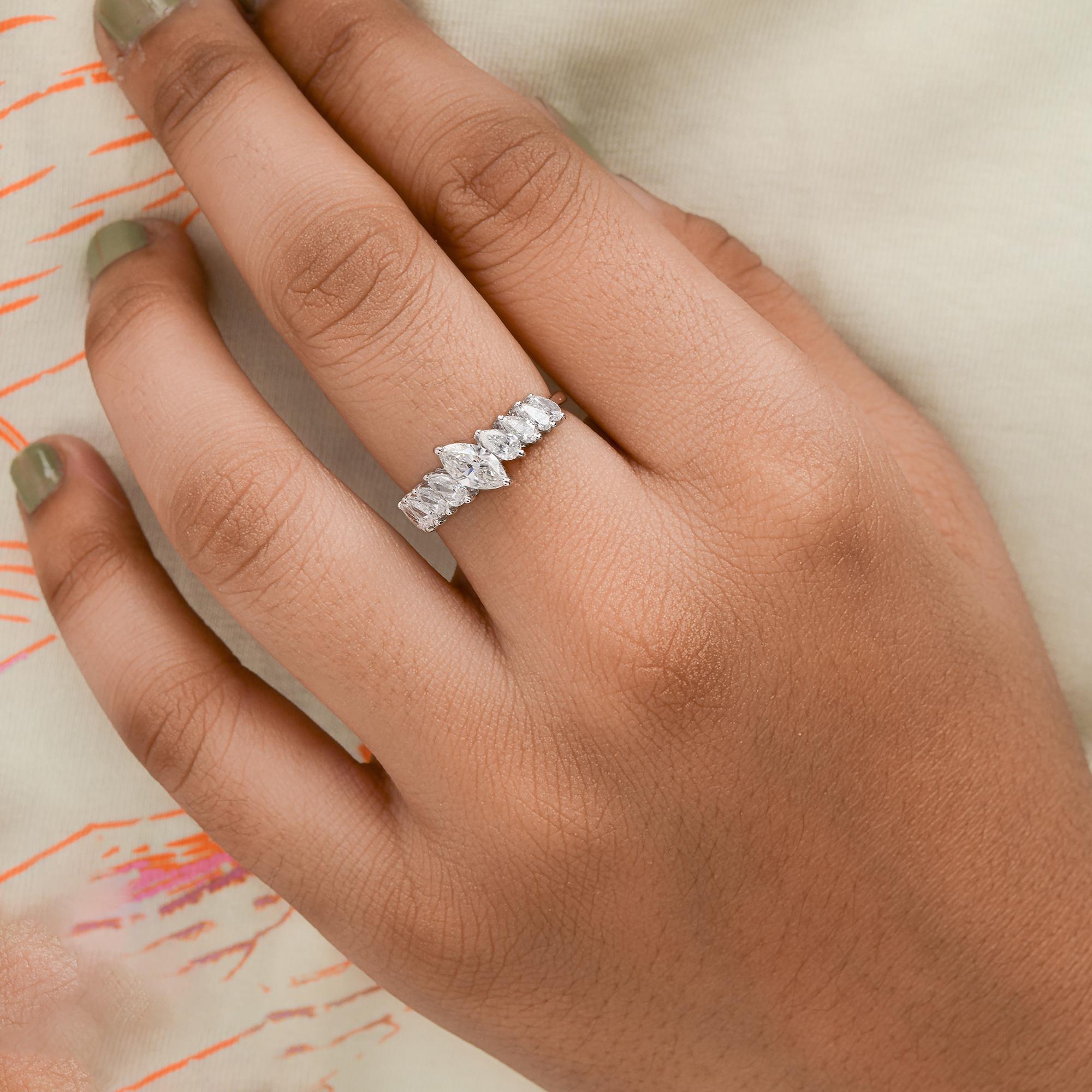 For Sale:  1.19 Carat SI Clarity HI Color Diamond Half Band Wedding Ring 14k White Gold 5