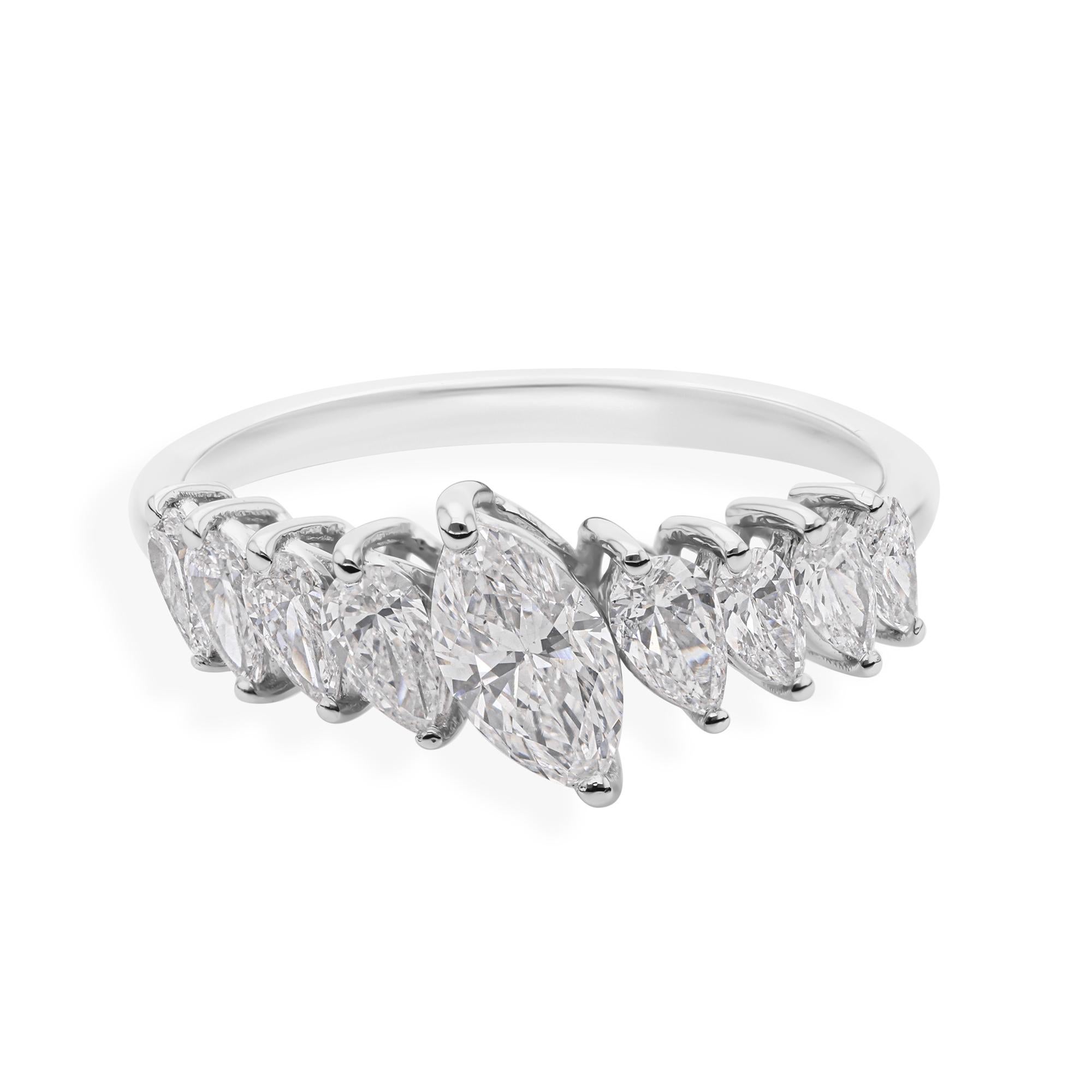 For Sale:  1.19 Carat SI Clarity HI Color Diamond Half Band Wedding Ring 14k White Gold 9