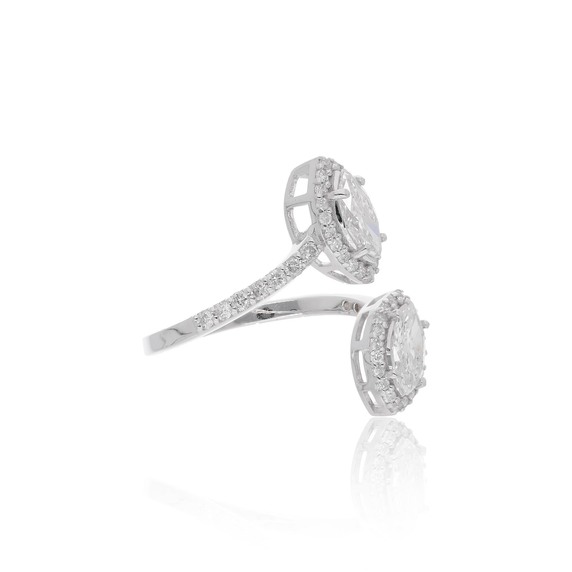 Women's 1.19 Carat SI Clarity HI Color Marquise Diamond Wrap Ring 18 Karat White Gold For Sale