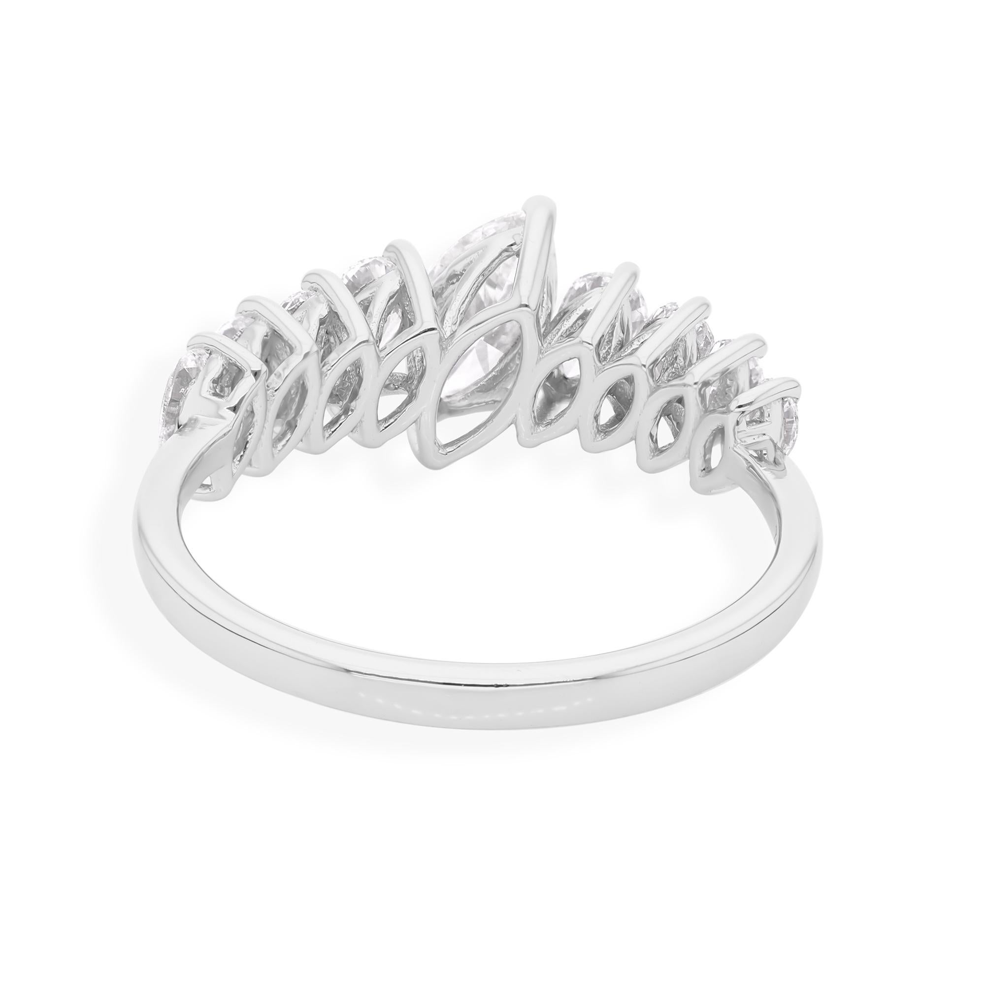 En vente :  1.19 Carat SI Clarity HI Color Marquise Pear Diamond Ring 18 Karat White Gold 2