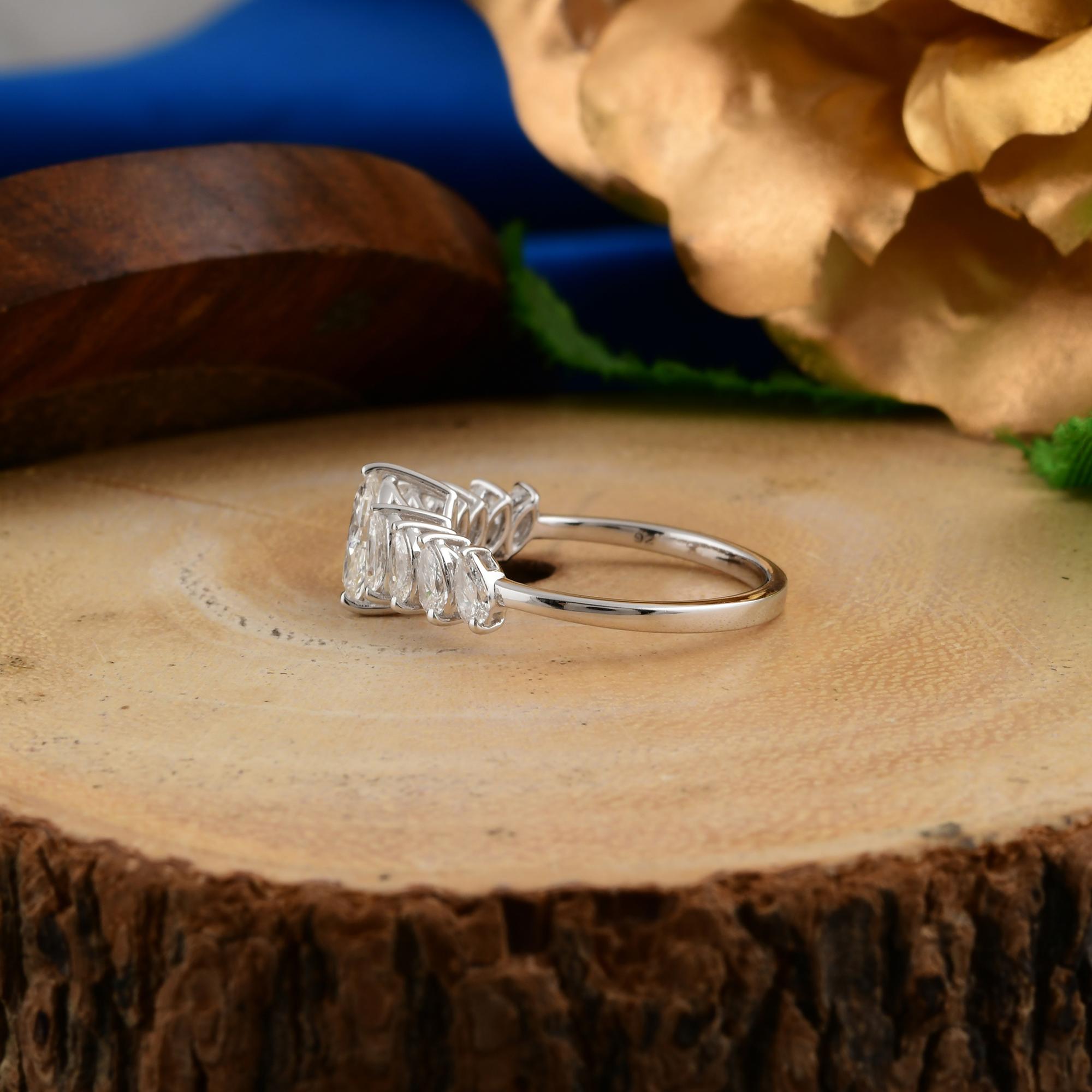 En vente :  1.19 Carat SI Clarity HI Color Marquise Pear Diamond Ring 18 Karat White Gold 5