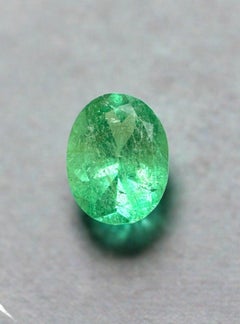 1.19 Carat Yellowish Green Colombian Emerald - Oval Cut May Birthstone Gem