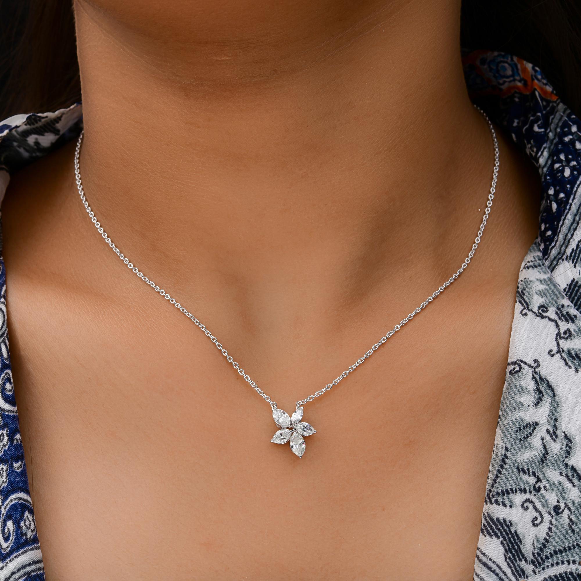 Moderne 1.19 Carats SI/H Marquise Diamond Pendant Necklace 18 Karat White Gold Jewelry en vente