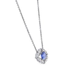1.19 ct CS Sapphire Floral Halo Pendant