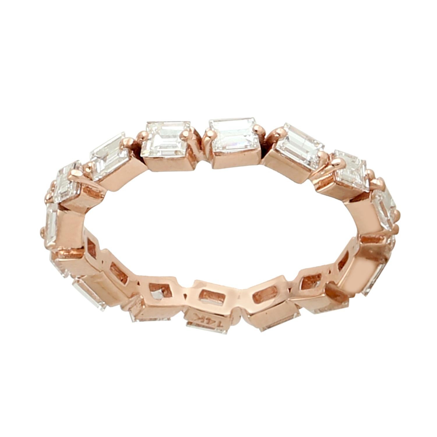 1.19 ct Diamond Band Ring Made 14k Rose Gold In New Condition For Sale In New York, NY