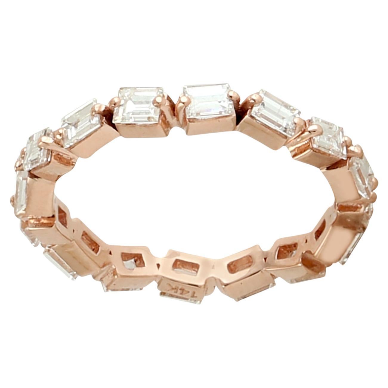 1.19 ct Diamond Band Ring Made 14k Rose Gold