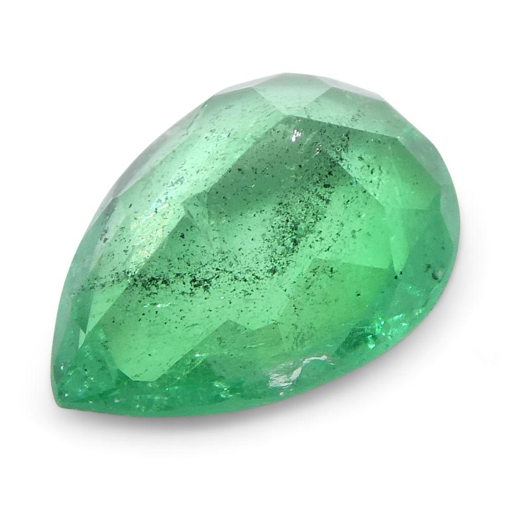1.19 ct Pear Emerald GIA Certified Colombian F1/Minor For Sale 1