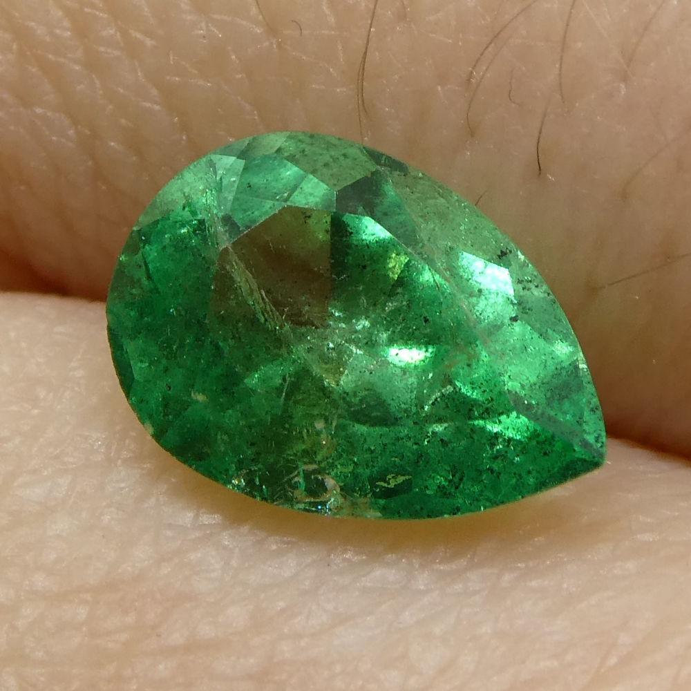 1.19 ct Pear Emerald GIA Certified Colombian F1/Minor For Sale 2