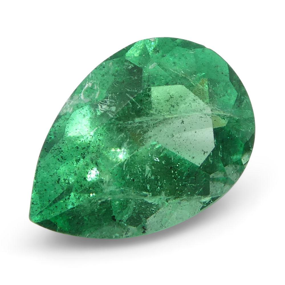 1.19 ct Pear Emerald GIA Certified Colombian F1/Minor For Sale 3