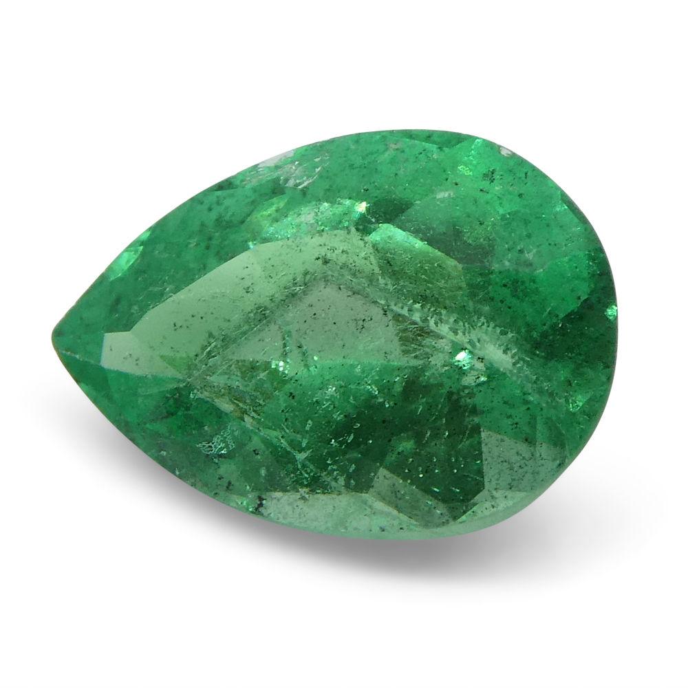 1.19 ct Pear Emerald GIA Certified Colombian F1/Minor For Sale 4