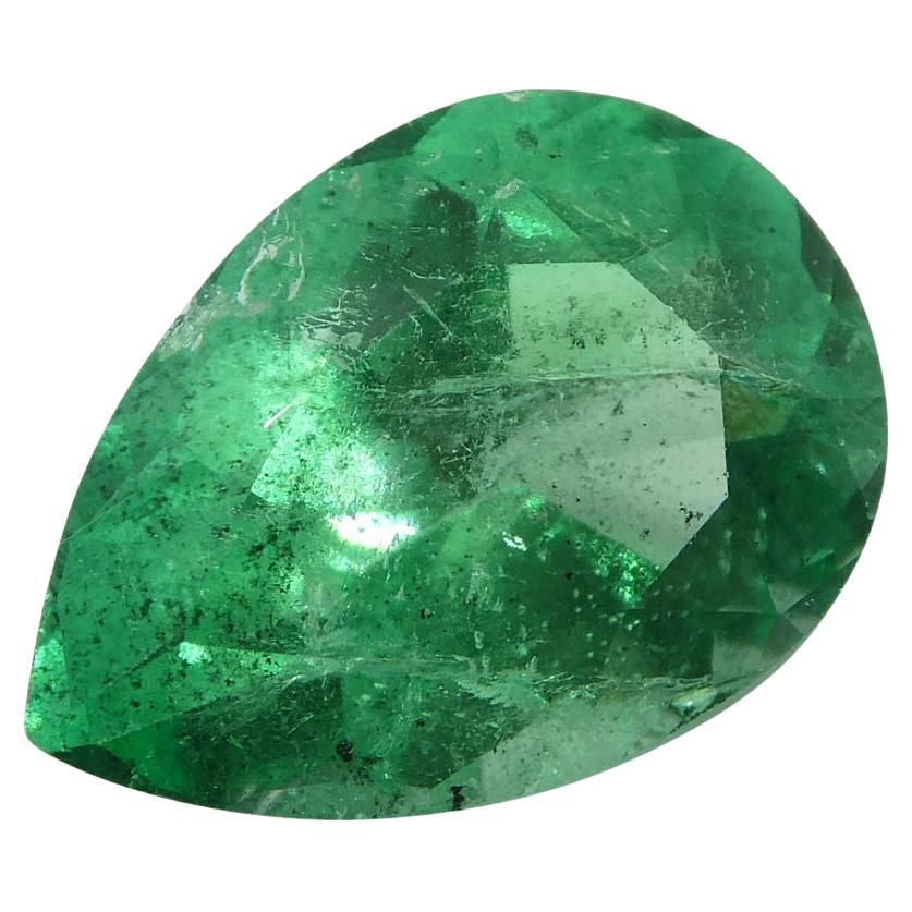 1.19 ct Pear Emerald GIA Certified Colombian F1/Minor For Sale